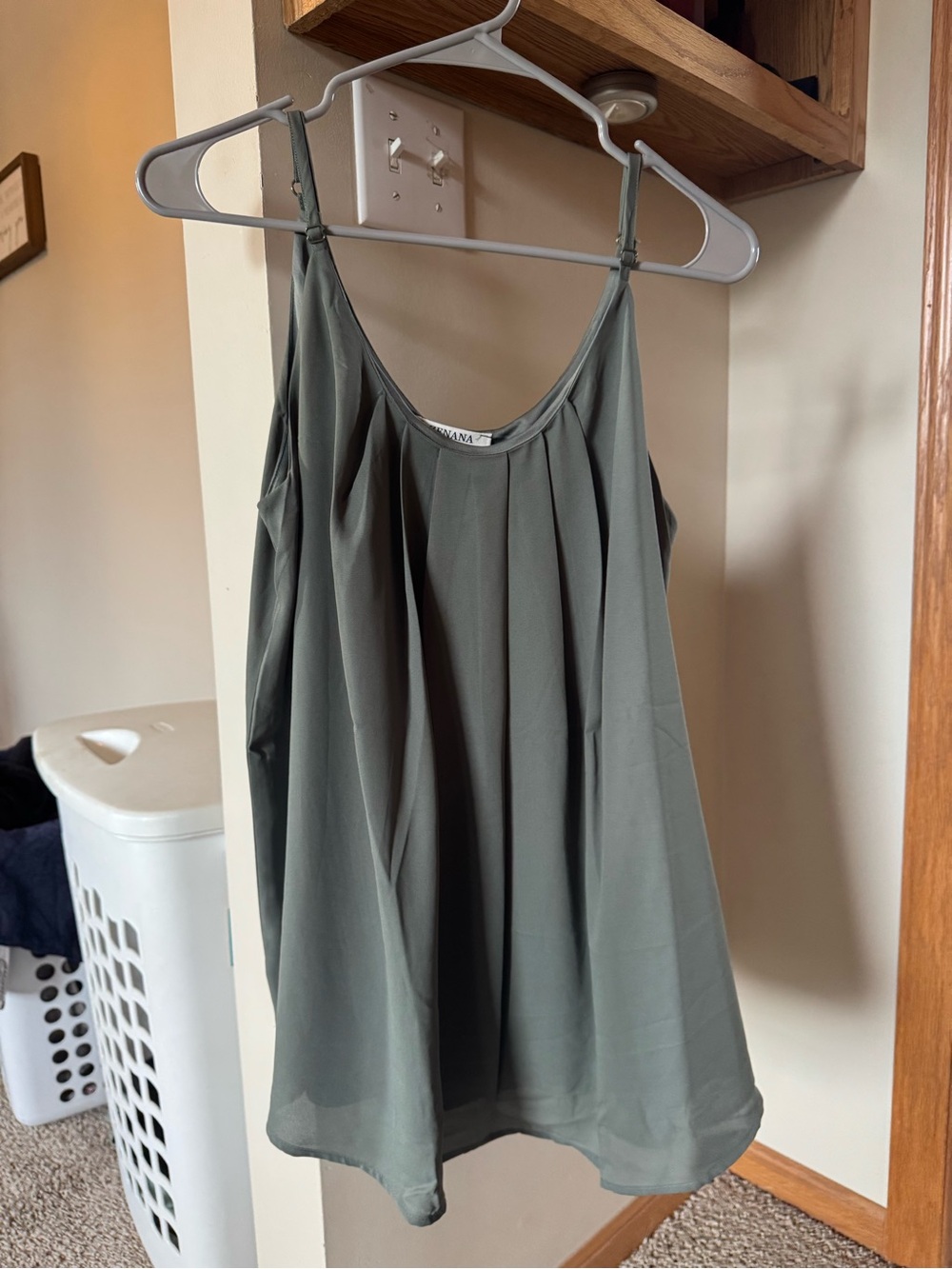 Zenana Outfitters Olive Green Pleated Spaghetti Strap Camisole